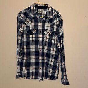 Cody James Men's Navy Plaid Casual Shirt Small Flannel Snap Button